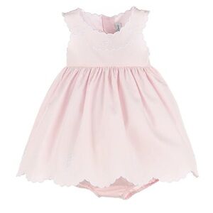 Sophie & Lucas Scalloped Wedgewood Pink Dress embroidered heirloom baby girl